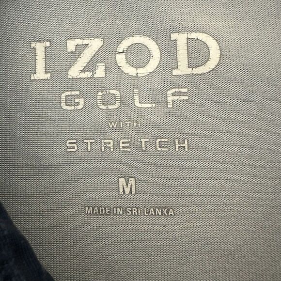 Izod Polo Shirt Mens Medium Blue Striped Short Sleeve Golf Stretch Performance - Picture 2 of 7